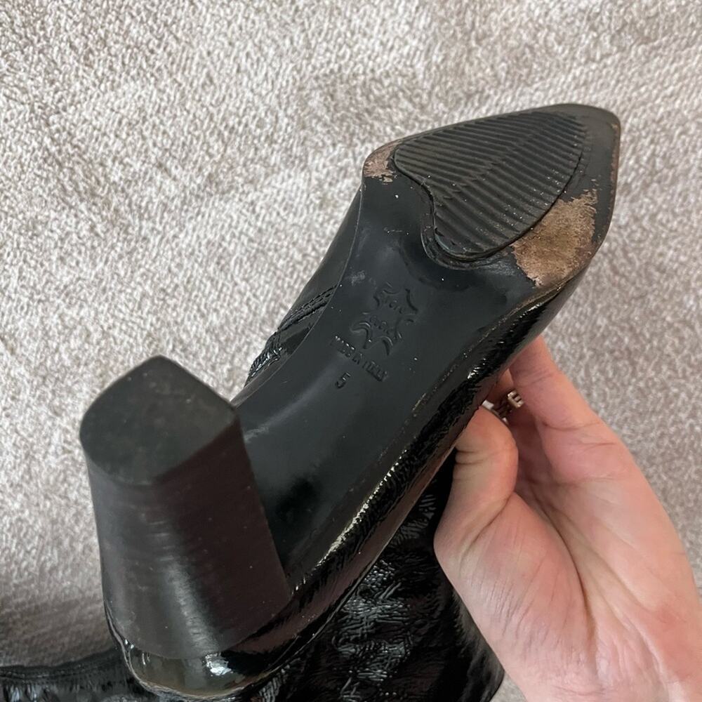 Aquatalia Black Patent Leather Boots size 5 Mob Wife - Picture 7 of 9